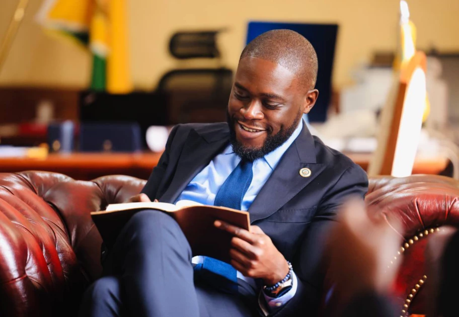 Nairobi Governor Johnson Sakaja in his office during a past meeting. PHOTO | COURTESY