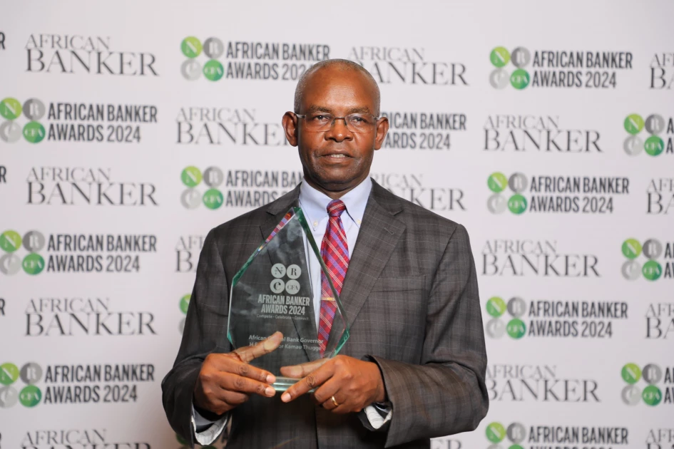 Dr Kamau Thugge awarded at the African Banker Awards event in Nairobi on Tuesday, May 28, 2024.