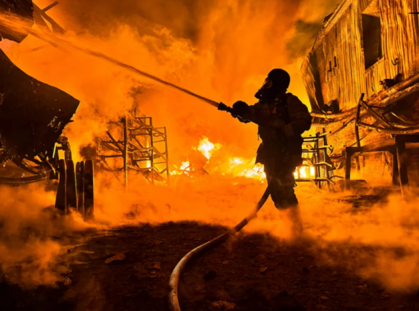 A firefighter works at a site of a Russian drone strike, amid Russia's attack on Ukraine, in Kharkiv, Ukraine May 4, 2024. REUTERS/Vitalii Hnidyi