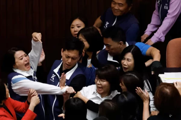 Taiwan lawmakers argue and exchange blows during a parliamentary session in Taipei, Taiwan May 17, 2024.