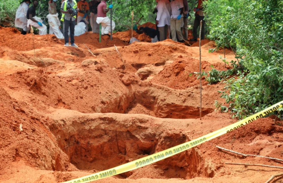 Some of the mass graves at the Shakahola forest where bodies were recovered.