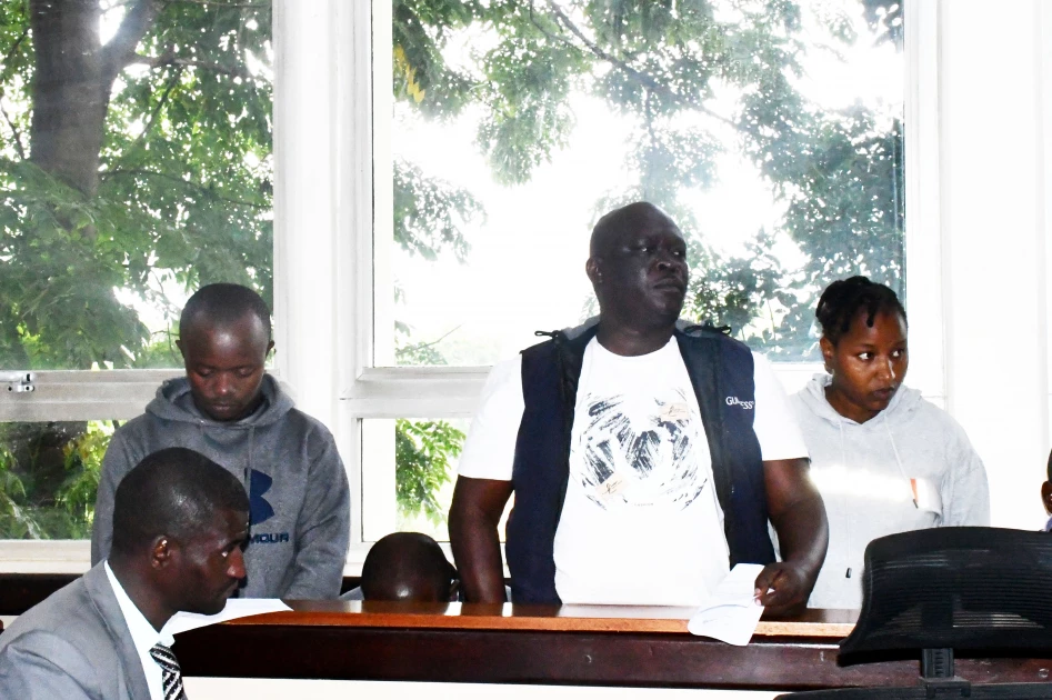 Moses Odhiambo, Daniel Ngugi and Florance Muiruri are arraigned before the Milimani Anti-Corruption Court in Nairobi on July 2, 2024